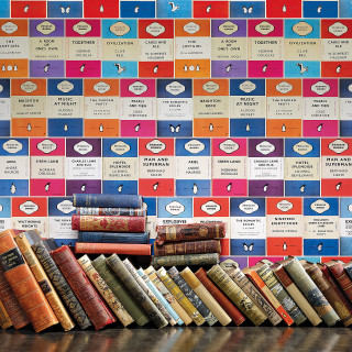 Stack of books wooden table - maximalist free wallpaper