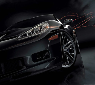 Black sports car red light 2 - the front of its free wallpaper for tablet