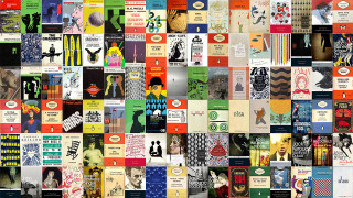 Collage of books different covers - blunt border free wallpaper