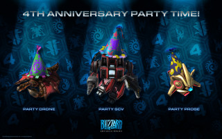 Party hats blue black background - free happy birthday wallpaper