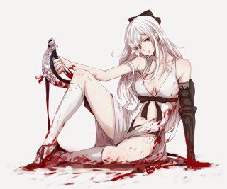 Woman knife blood sitting ground - ayo free wallpaper for desktop