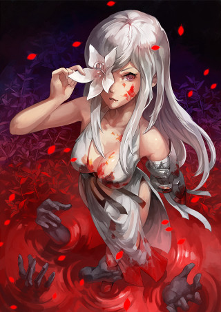 Woman white hair blood puddle - a puddle of water free wallpaper