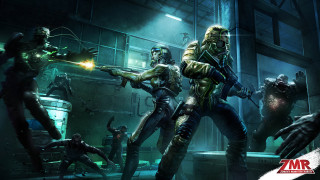 Group people room gun robot - biopunk free wallpaper for desktop
