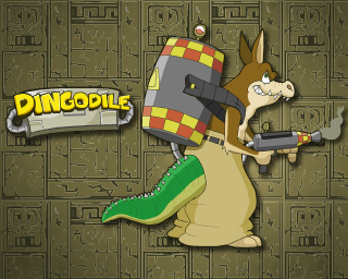 Cartoon character dinosaur gun paint - 2 d game art free wallpaper