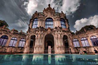 Large building pool cloudy sky - berlin secession free wallpaper for desktop