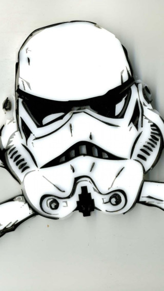 Stormtrooper mask wall black white 2 - an ambient occlusion free wallpaper for mobile