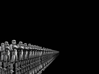 Toy soldiers row black background - ambient occlusion free wallpaper