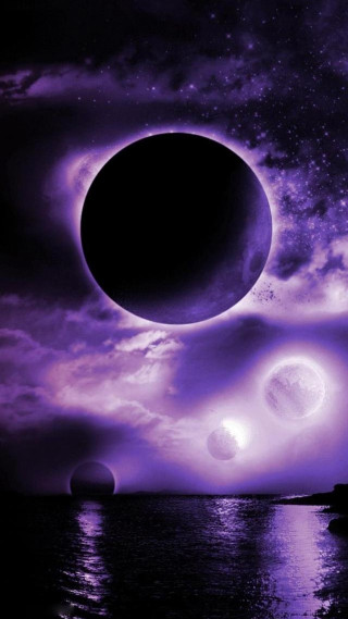 Purple sky black moon stars - a few star free wallpaper for mobile