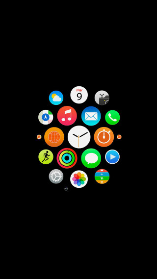 Black background clock icons design - bauhau free wallpaper for mobile