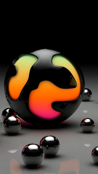 Black ball colorful design silver - a few smaller one free wallpaper