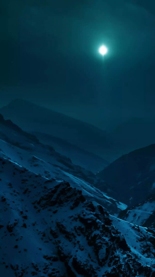 Full moon snowy mountains night - free mountains wallpaper for mobile