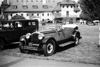 Vintage car field clock tower - wpa free wallpaper