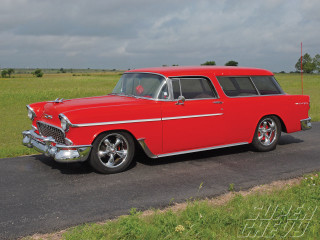 Red white car road field - car free wallpaper