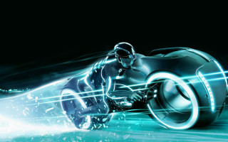 Futuristic motorcycle glowing wheelie man - the bike free wallpaper for desktop