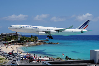 Air france airplane beach ocean - matte painting free wallpaper