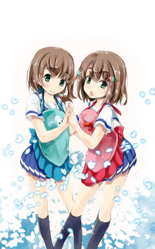 Anime girls water bubbles teddy - impressionism free wallpaper for mobile