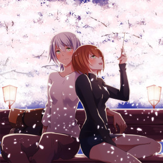 Women bench snow tree lamppost - a bench in front free wallpaper for tablet