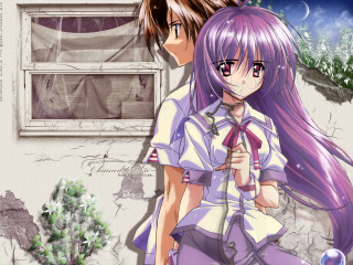 Anime couple window snow mountain - a couple of anime characters free wallpaper