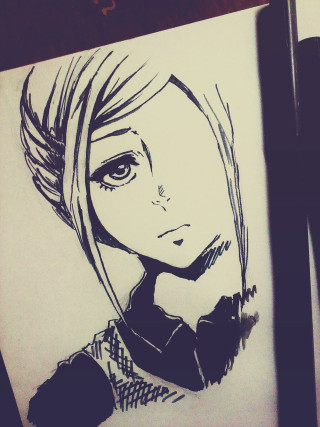 Girl ponytail shirt drawing artwork - a piece of paper free wallpaper for mobile