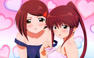Anime girls hearts pink brother - heart free wallpaper