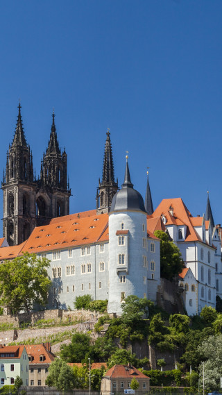 Castle red roof clock tower - florence engelbach free wallpaper for mobile