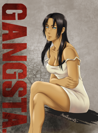 Woman white dress giantess art - transgressive free wallpaper