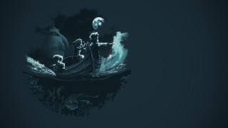 Boat skeleton water full moon - a skeleton free wallpaper