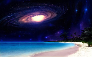 Beach starry sky galaxy palm - a white sand beach free wallpaper
