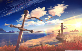 Beach cross cliff person standing - a painting of a person free wallpaper for desktop