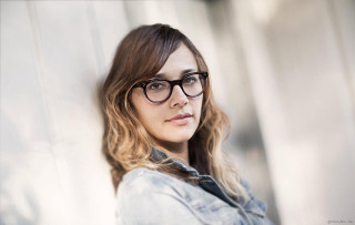 Woman glasses denim shirt portrait - anna haifisch free wallpaper