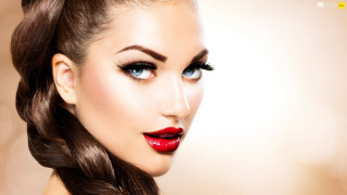 Woman braid red lipstick red - red lipstick free wallpaper