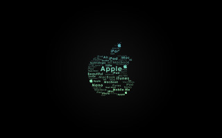 Green apple words black background - a green apple free wallpaper
