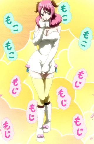 Sheep girl hologram pink hair - full body pose free wallpaper