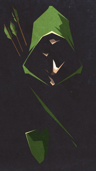 Green paper cutout face arrows - a face free wallpaper for mobile