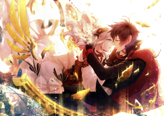 Anime couple flowers plants gold - a gold chain free wallpaper