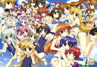 Anime girls group photo water - their arm free wallpaper