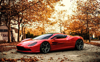 Red sports car parking lot 74 - a red sports car free wallpaper