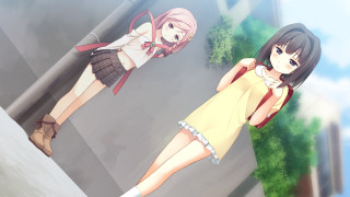 Anime girls street corner friends - a street corner free wallpaper