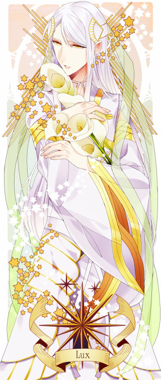 Woman white dress holding star - art nouveau free wallpaper for mobile