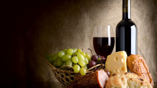 Basket bread grapes wine bottle - bouchta el hayani free wallpaper