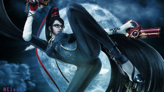 Woman black white red moon - dai jin free wallpaper