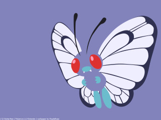 Cartoon butterfly red eyes white - a black tail free wallpaper