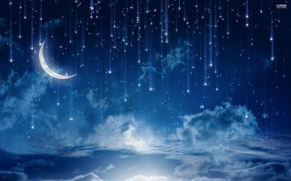 Night sky stars crescent moon 3 - arthur pan free wallpaper