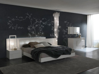 Bedroom with bed interior design 4 - nightstand free wallpaper