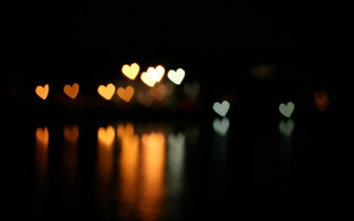 Blurry lake hearts nighttime reflections - heart free wallpaper for desktop