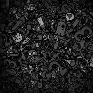 Black white objects scattered background - altichiero free wallpaper for tablet