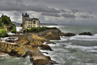 Train water house cliff steep - steep free wallpaper