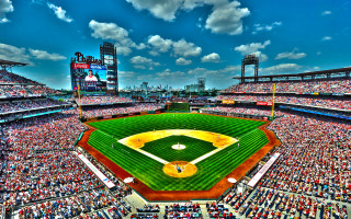 Baseball stadium crowd game cloudy 2 - a baseball stadium free wallpaper for desktop