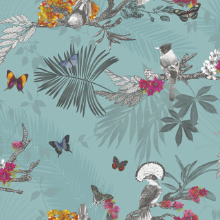 Blue wallpaper birds flowers butterfly - free aesthetic wallpaper for tablet