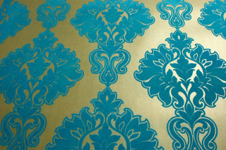 Blue gold wallpaper flower design - print free wallpaper